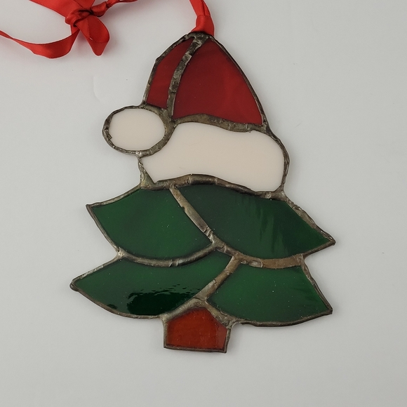 Christmas Stained Glass Suncatchers Lot of 6 Santa Snowman Stocking Tree Bell - Picture 4 of 10